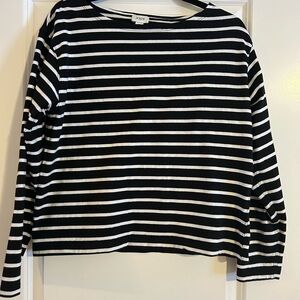 J. Crew Monochrome Striped Top boatneck boxy t